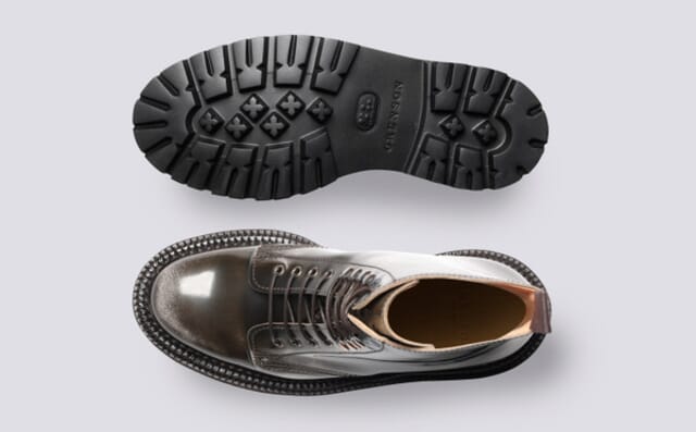 Grenson Arabella | Womens Triple Welt Boots In Grey Rub Off Leather