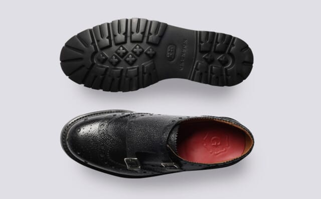 Grenson Archer | Mens Brogue Monk Shoe In Black Leather