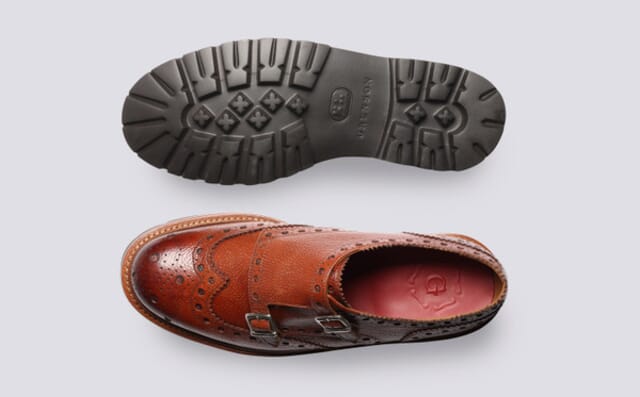 Grenson Archer | Mens Brogue Monk Shoe In Tan Leather