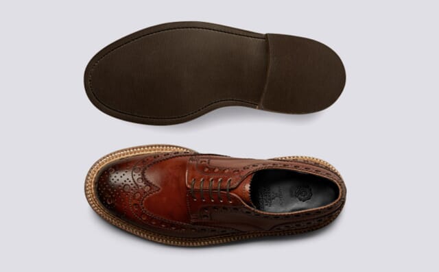 Grenson Archie | Mens Brogue Shoes In Tan Handpainted Leather With A Triple Welt Shoes