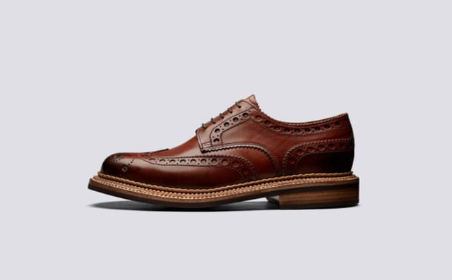 Grenson Archie | Mens Brogue Shoes In Tan Handpainted Leather With A Triple Welt Shoes