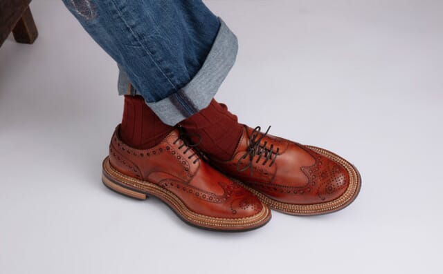 Grenson Archie | Mens Brogue Shoes In Tan Handpainted Leather With A Triple Welt Shoes