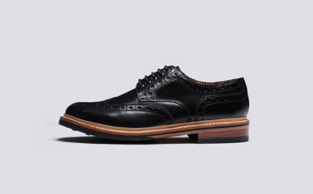 Grenson Archie | Mens Brogues In Black Colorado Leather