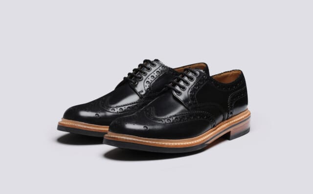 grenson Archie | Mens Brogues in Black Colorado Leather