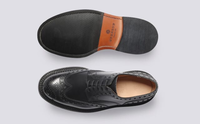 Grenson Archie | Mens Brogues In Black Leather With Triple Welt