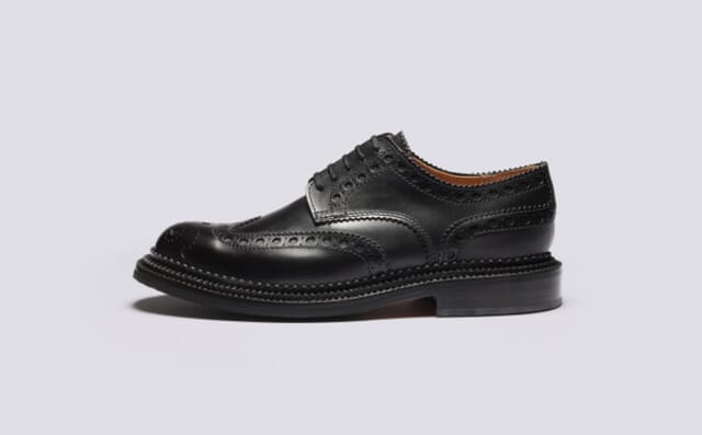 Grenson Archie | Mens Brogues In Black Leather With Triple Welt