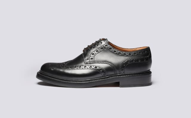 Grenson Archie | Mens Brogues In Black Pull Up Leather