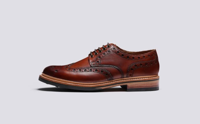 Grenson Archie | Mens Brogues In Tan Handpainted Leather