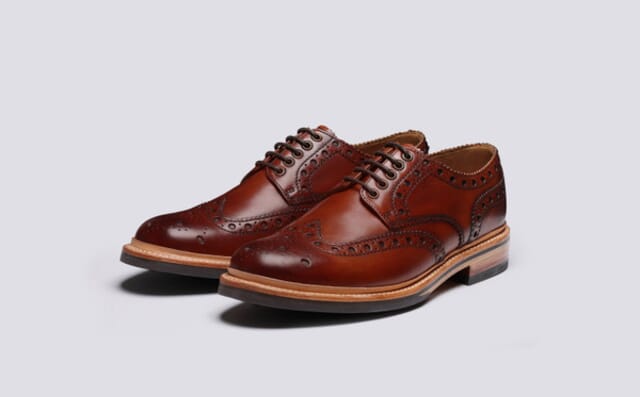 grenson Archie | Mens Brogues in Tan Handpainted Leather