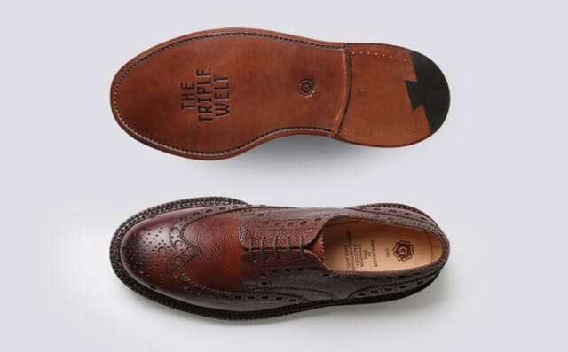 Grenson Archie | Mens Gibson Brogue In Brown Calf Grain Leather With A Triple Welt Leather Sole Shoes