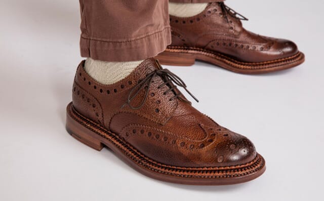 Grenson Archie | Mens Gibson Brogue In Brown Calf Grain Leather With A Triple Welt Leather Sole Shoes