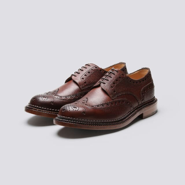Grenson Archie | Mens Gibson Brogue In Brown Calf Grain Leather With A Triple Welt Leather Sole Shoes
