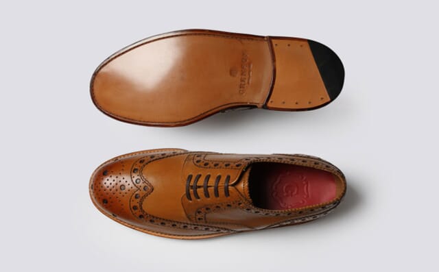 Grenson Archie | Mens Gibson Brogue In Tan Calf Leather With A Leather Sole Shoes