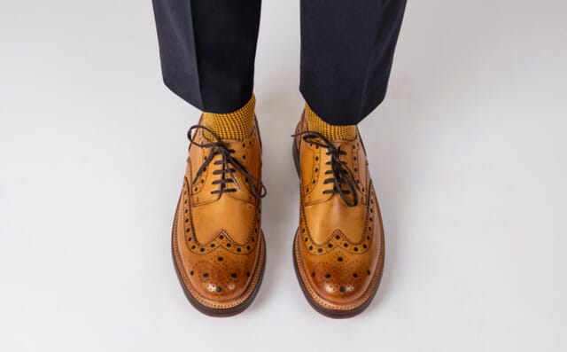 Grenson Archie | Mens Gibson Brogue In Tan Calf Leather With A Leather Sole Shoes