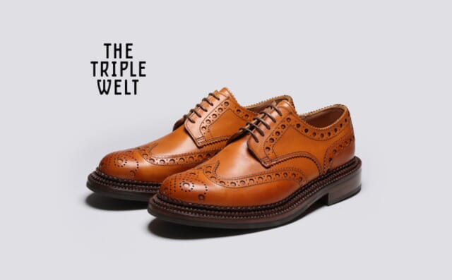 grenson Archie | Mens Triple Welt Brogues in Tan Leather