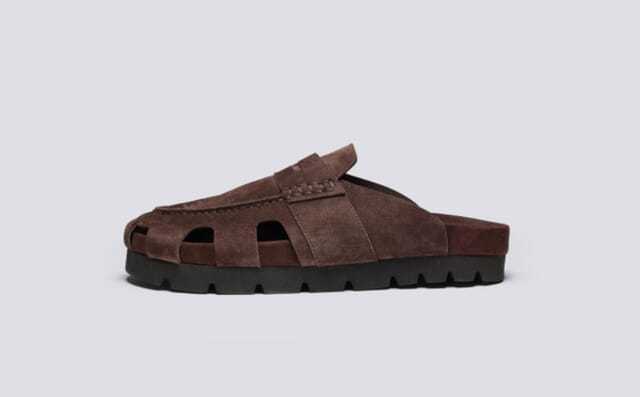 Grenson Arlen | Clog Sandals For Men In Dark Brown Suede