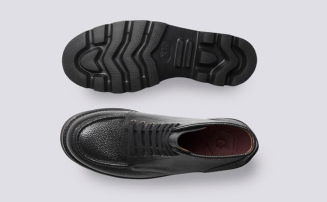 Grenson Asa | Mens Derby Boots In Black Country Grain Leather