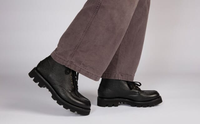Grenson Asa | Mens Derby Boots In Black Country Grain Leather