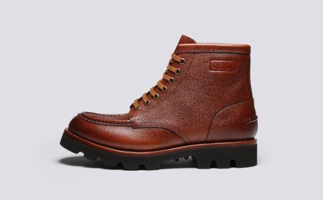 Grenson Asa | Mens Derby Boots In Tan Country Grain Leather