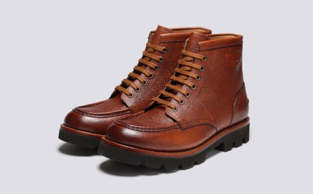grenson Asa | Mens Derby Boots in Tan Country Grain Leather