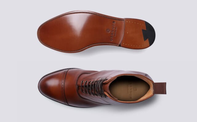Grenson Balmoral | Mens Boots In Brown Cognac Leather