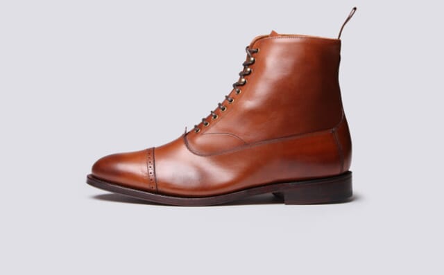 Grenson Balmoral | Mens Boots In Brown Cognac Leather