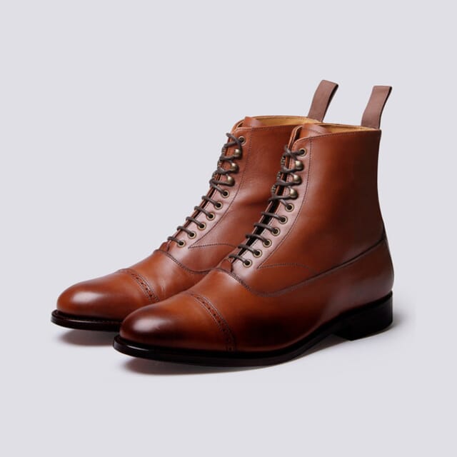 Grenson Balmoral | Mens Boots In Brown Cognac Leather