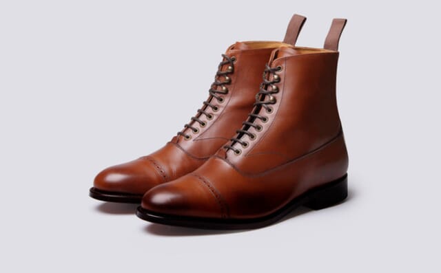 grenson Balmoral | Mens Boots in Brown Cognac Leather