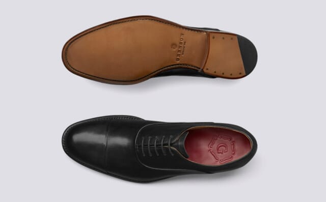 Grenson Bert | Mens Shoes In Black Leather With Leather Sole