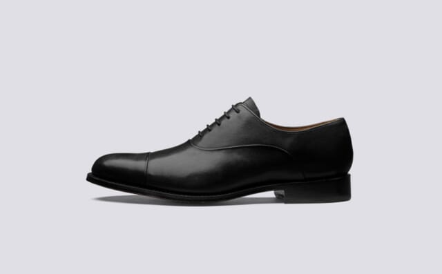 Grenson Bert | Mens Shoes In Black Leather With Leather Sole
