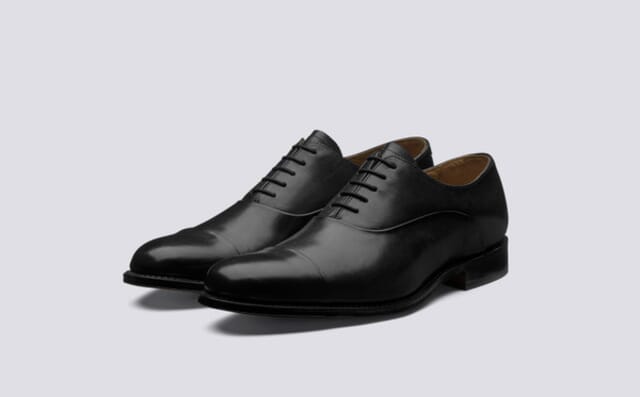 grenson Bert | Mens Shoes in Black Leather with Leather Sole