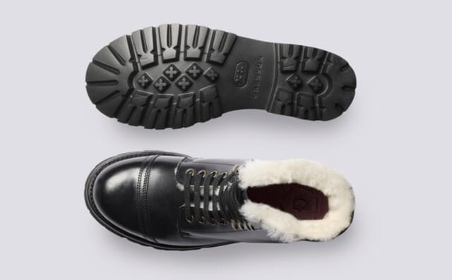 Grenson Betsy | Womens Boots In Black Leather And Shearling