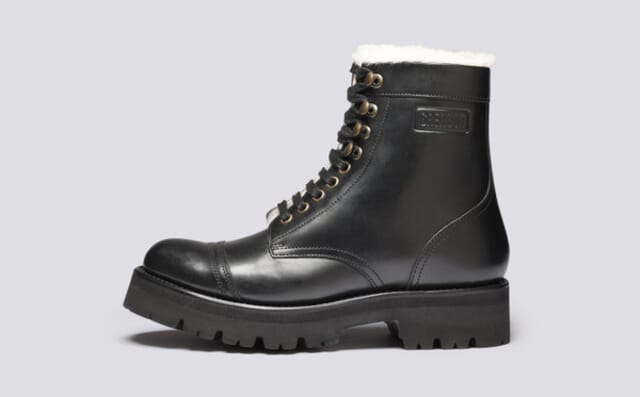 Grenson Betsy | Womens Boots In Black Leather And Shearling