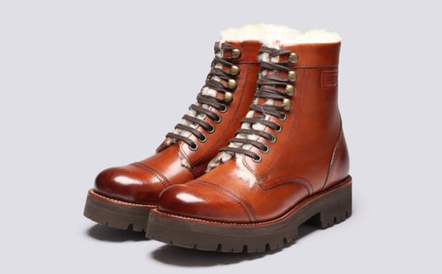grenson Betsy | Womens Boots in Tan Leather with Shearling