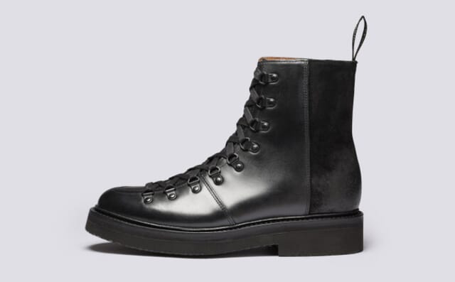Grenson Brady | Mens Hiker Boots In Black Leather And Suede
