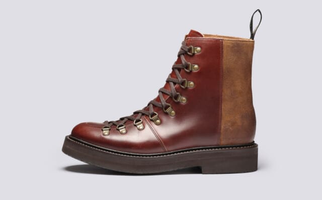Grenson Brady | Mens Hiker Boots In Brown Leather And Suede