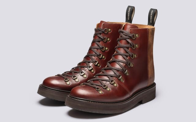 grenson Brady | Mens Hiker Boots in Brown Leather and Suede
