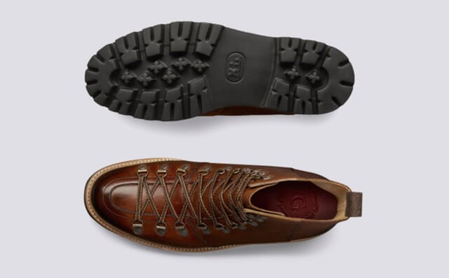 Grenson Brady | Mens Hiker Boots In Tan Leather On Commando Sole Shoes