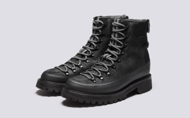 grenson Brady Tech | Mens Hiker Boots in Black on Vibram Sole