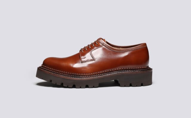Grenson Camden | Mens Wholecut Derby In Mid Brown Triple Welt