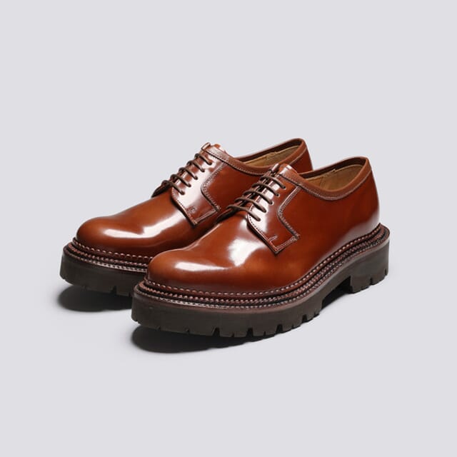 Grenson Camden | Mens Wholecut Derby In Mid Brown Triple Welt
