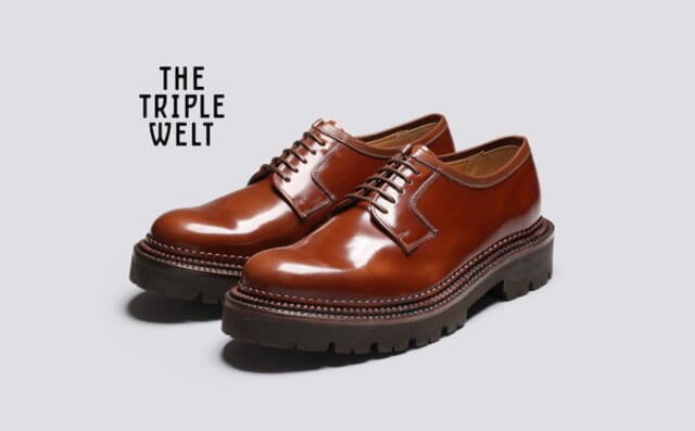 grenson Camden | Mens Wholecut Derby in Mid Brown Triple Welt