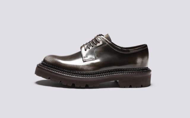 Grenson Camden | Womens Triple Welt Shoes In Grey Rub Off Leather
