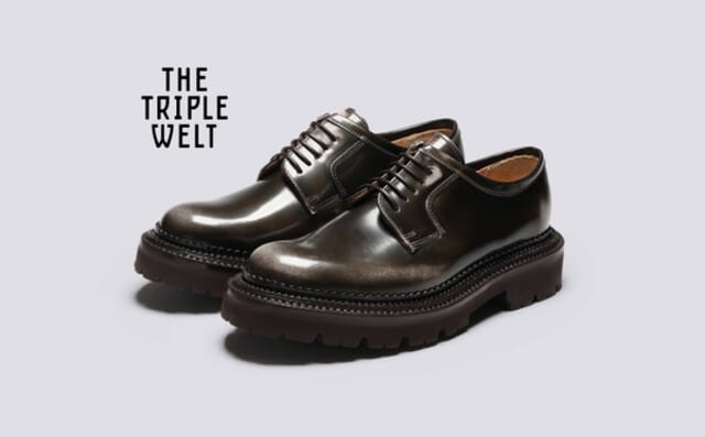 grenson Camden | Womens Triple Welt Shoes in Grey Rub Off Leather