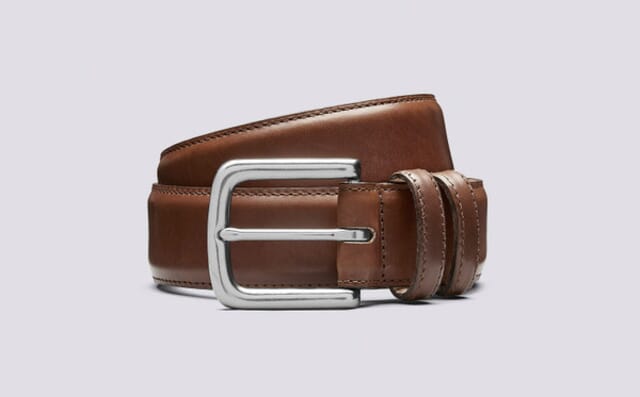 grenson Casual Belt Walnut | Hand Painted Italian Leather Belt In Walnut Shoes