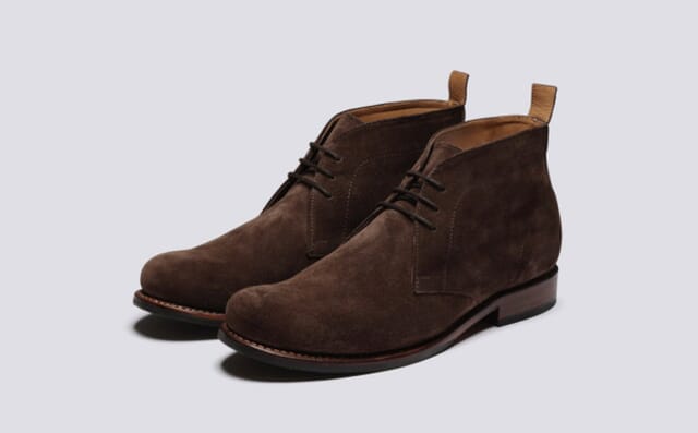 grenson Chester | Mens Chukka Boots in Dark Brown Suede