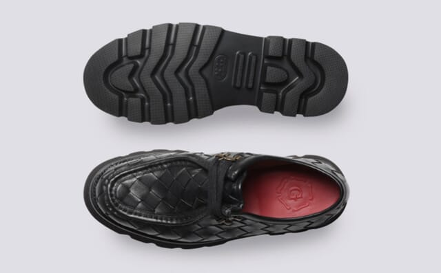 Grenson Clark | Mens Derby Shoes In Black Woven Leather