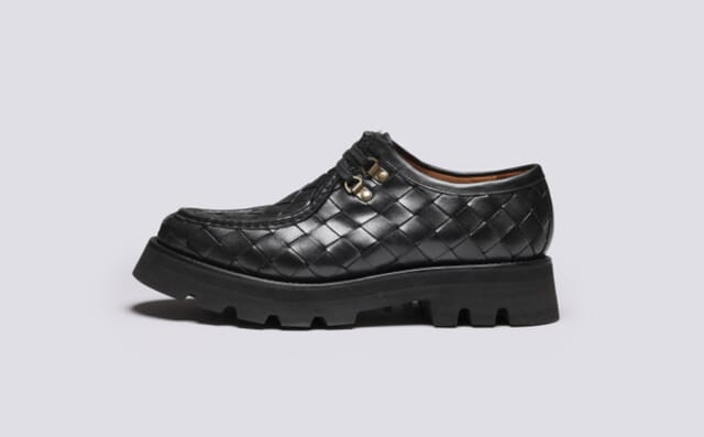 Grenson Clark | Mens Derby Shoes In Black Woven Leather