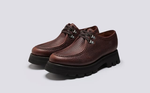 grenson Clark | Mens Derby Shoes in Brown Grain Leather