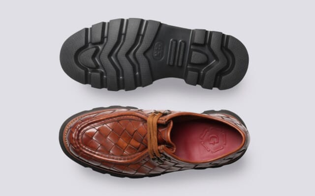 Grenson Clark | Mens Derby Shoes In Tan Woven Leather